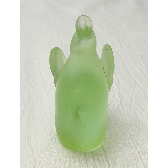 Satin Frosted Art Glass Abstract Elephant Paperweight Trunk Up Green 3" tall - Picture 4 of 12